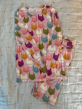 Kids Purple Cat Print Pajama Set